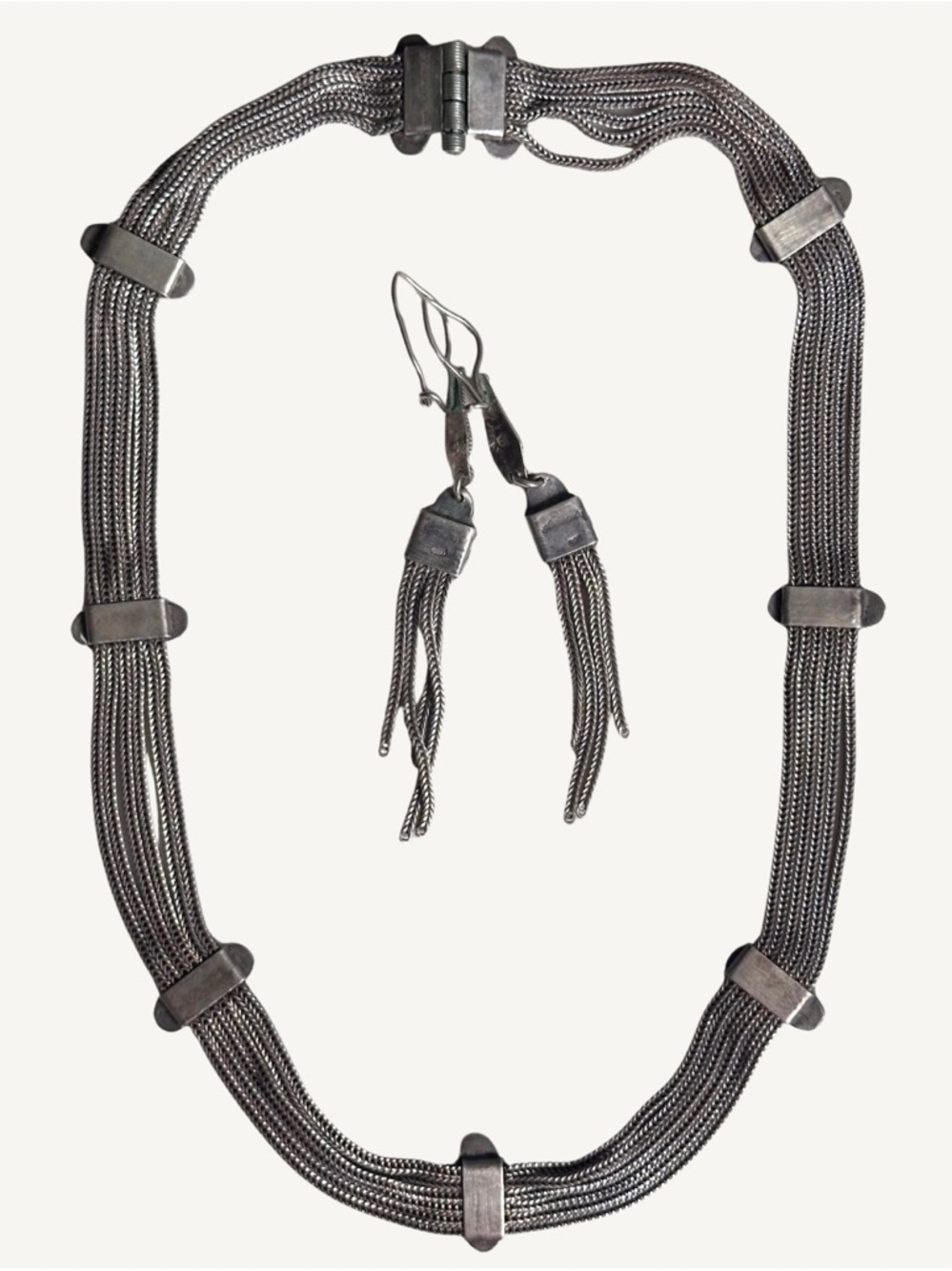 Rare Anatoli 925 Sterling Silver Multi-Strand Foxtail Necklace & Earrings Set - Picture 6 of 9